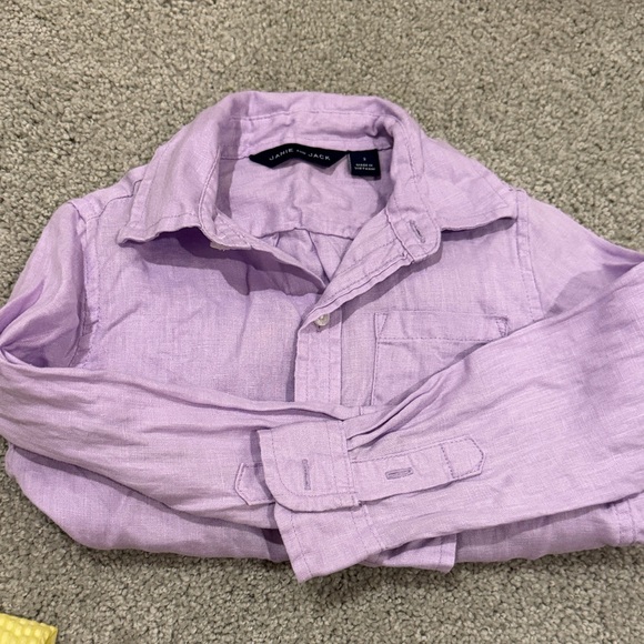 Janie and Jack Linen Lavender Button-Down Shirt - Picture 3 of 5